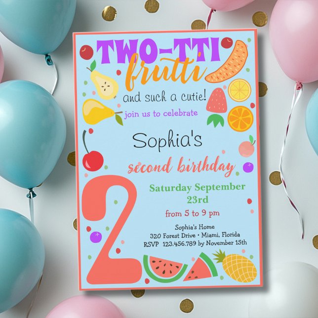 Two-tti frutti fruits second kids birthday invitation (Creator Uploaded)