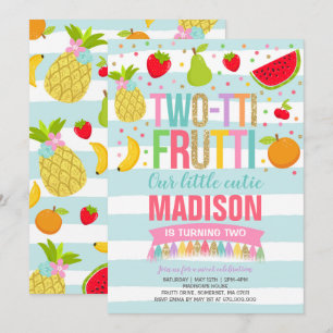 Two-tti Frutti Party Invitation 2nd Birthday Party