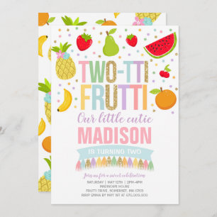 Two-tti Frutti Party Invitation 2nd Birthday Party