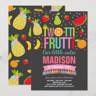 Two-tti Frutti Party Invitation 2nd Birthday Party