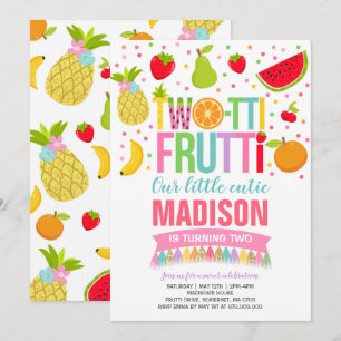 Two-tti Frutti Party Invitation 2nd Birthday Party