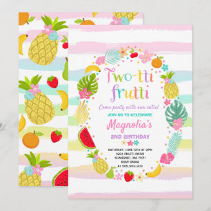 Two-tti Frutti Party Invitation 2nd Birthday Party
