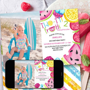 Trendy, Pink, Tropical Tutti Frutti Baby Shower Invitation