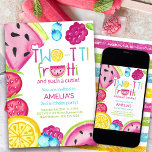 TWO-tti Frutti Such a Cutie Summer Fruit Birthday Invitation<br><div class="desc">Two-tti frutti and such a cutie! Fun and colourful birthday invitation for a little girl's 2nd birthday. The invite is decorated with bright summer fruits - melon, strawberries, lemon, blueberries and rasperries. The title reads "Two-tti frutti and such a cutie" and the template is ready for you to personalize with...</div>
