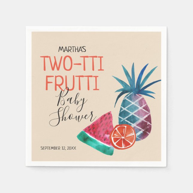 Two-tti Frutti Twins Baby Shower Napkin (Front)