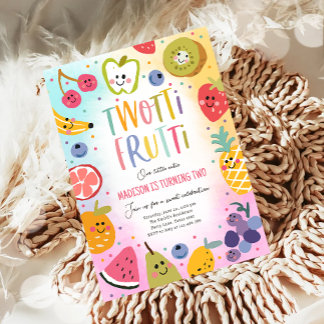 Two-tti Frutti Twotti Fruit Tropical 2nd Birthday Invitation