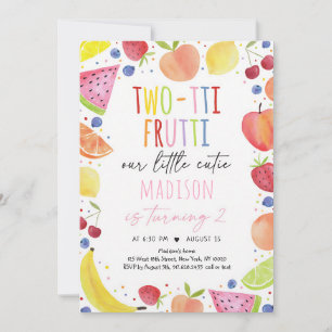 Two-tti Frutti Watercolor Girl 2nd Birthday Invitation