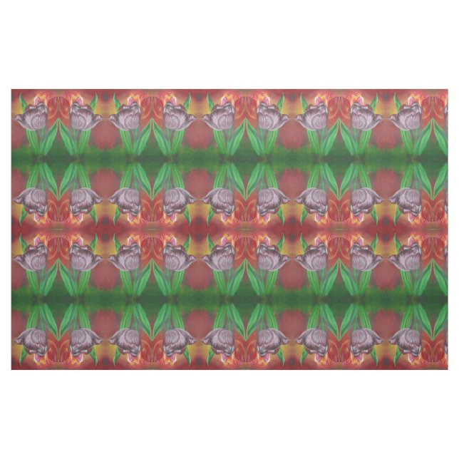Two Tulips Against Red Background Fabric (Fat Quarter)
