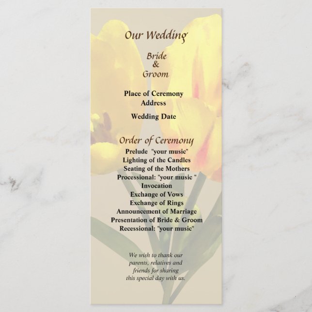 Two Tulips Wedding Program (Front)