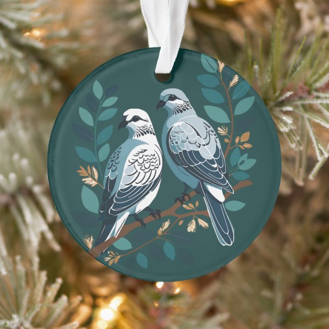 Two Turtle-Dove Stencil-Style Ornament (Tree)