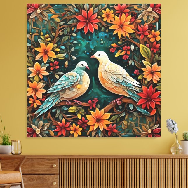 Two Turtle Doves Canvas Print (Insitu(LivingRoom))