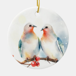 Two Turtle Doves Ceramic Ornament