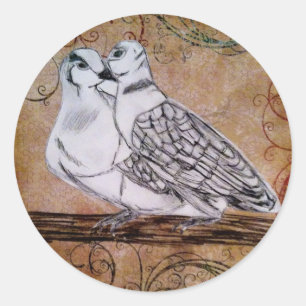 Two Turtle Doves Classic Round Sticker