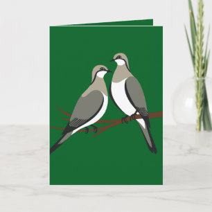 Two Turtle Doves Cut-Out Stencil Retro Style 1 Holiday Card
