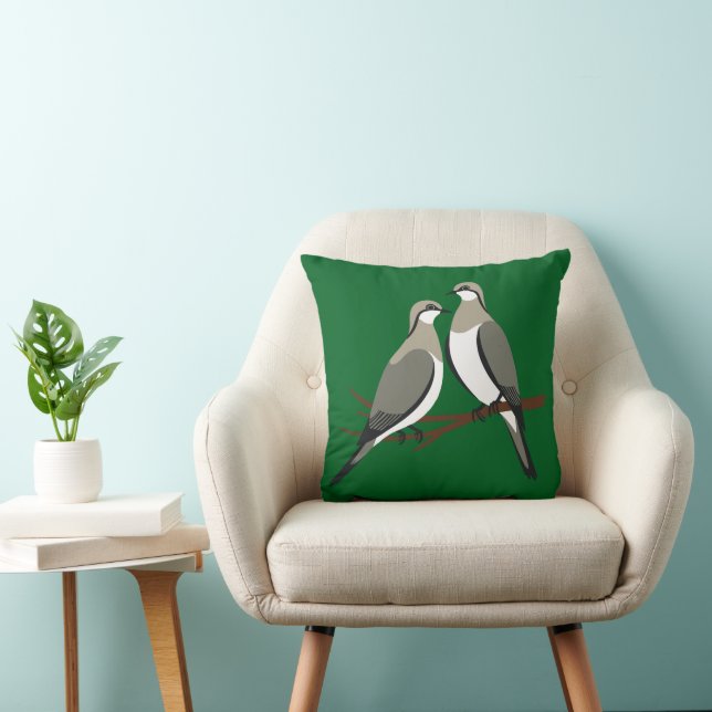 Two Turtle Doves Cut-Out Stencil Retro Style 1 Throw Pillow (Chair)