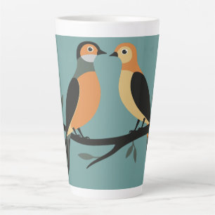 Two Turtle Doves Cut-Out Stencil Retro Style 4 Latte Mug