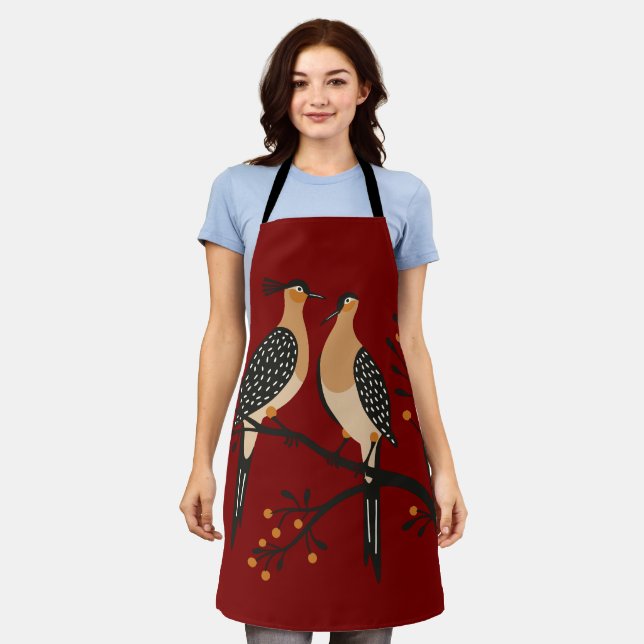 Two Turtle Doves Cut-Out Stencil Retro Style 7 Apron (Worn)