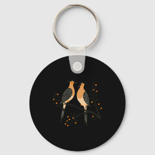 Two Turtle Doves Cut Out Stencil Retro Style 7 Bab Keychain