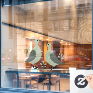 Two Turtle Doves Cut-Out Stencil Retro Style 8 Window Cling