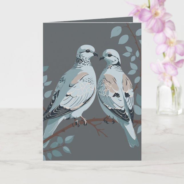Two Turtle Doves Cut-Out Stencil-Style Card (Orchid)