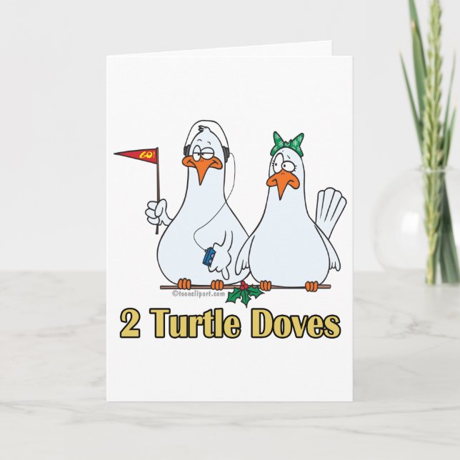 two turtle doves second 2nd day of christmas holiday card (Front)