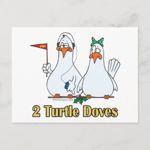 two turtle doves second 2nd day of christmas holiday postcard