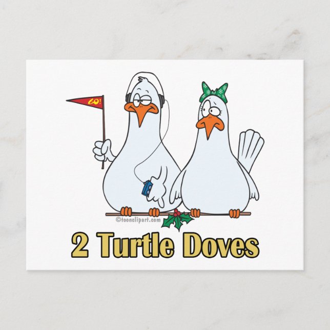 two turtle doves second 2nd day of christmas holiday postcard (Front)
