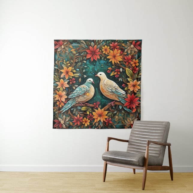 Two Turtle Doves Tapestry (In Situ)
