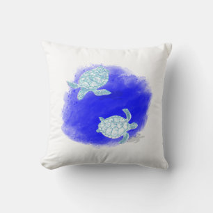 Two Turtles Swimming Throw Pillow