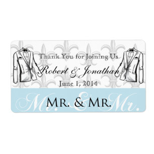 Two Tuxedo Groom Gay Water Bottle Label