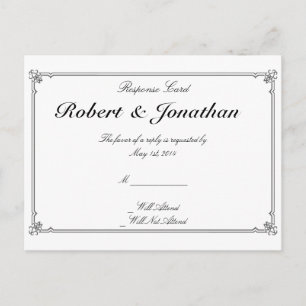 Two Tuxedos on White RSVP Postcard