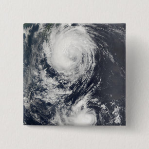 Two Typhoon systems approaching the Far East 2 Inch Square Button