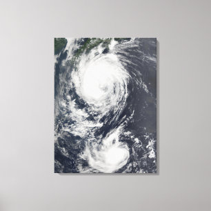 Two Typhoon systems approaching the Far East Canvas Print