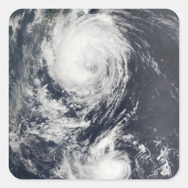 Two Typhoon systems approaching the Far East Square Sticker (Front)