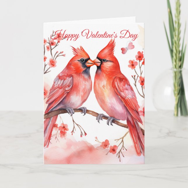 Two Valentine Cardinals Holiday Card (Front)