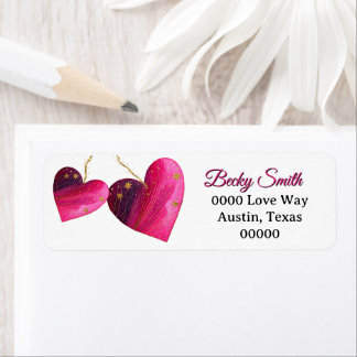 Two Valentines Day Hearts in Pink and Purple