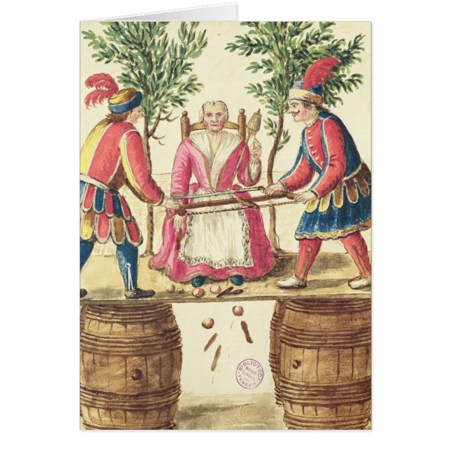 Two Venetian magicians sawing a woman in half (Front)