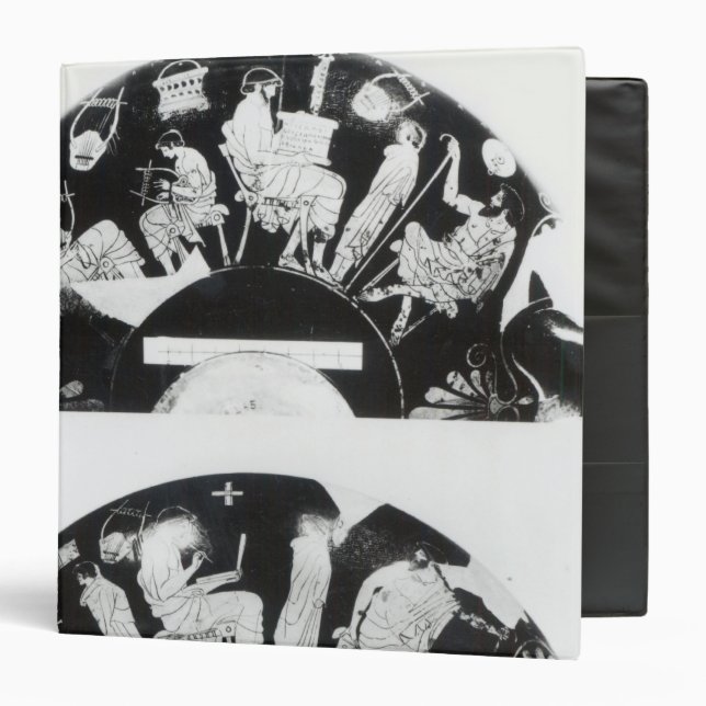 Two views of an attic red-figure cup binder (Front/Inside)