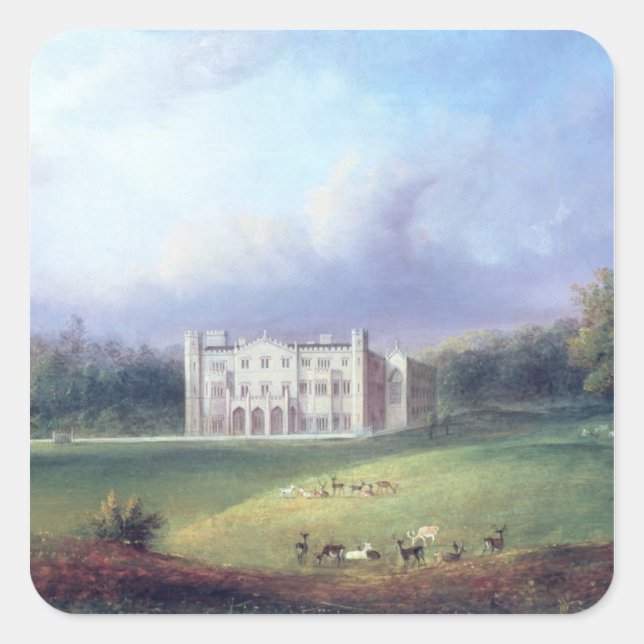 Two Views of Apley Priory Square Sticker (Front)