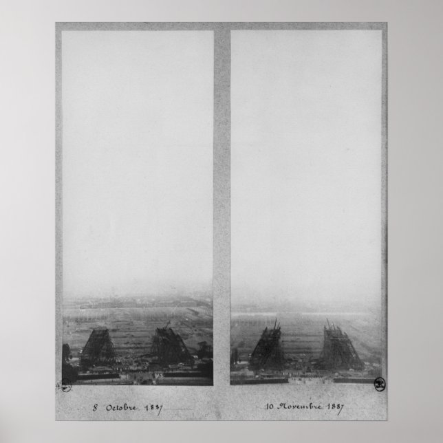 Two views of the construction of the Eiffel Poster (Front)