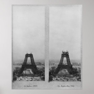 Two views of the construction of the Eiffel Poster