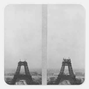 Two views of the construction of the Eiffel Square Sticker