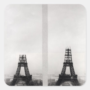 Two views of the construction of the Eiffel Square Sticker