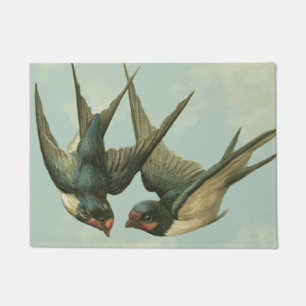 Two Vintage Swallows Doormat