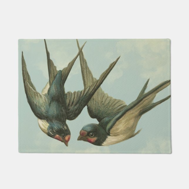 Two Vintage Swallows Doormat (Front)