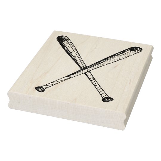 Two Vintage Wooden Baseball Bats Rubber Art Stamp
