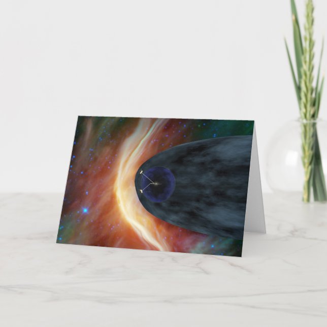 Two Voyager Spacecraft Exploring Turbulent Space. Card (Front)
