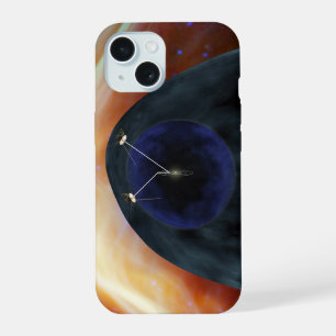 Two Voyager Spacecraft Exploring Turbulent Space. iPhone 15 Case