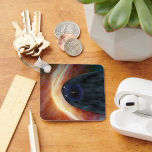 Two Voyager Spacecraft Exploring Turbulent Space. Keychain