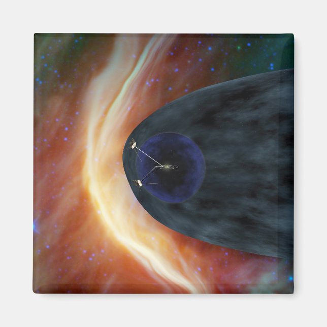 Two Voyager Spacecraft Exploring Turbulent Space. Magnet (Front)